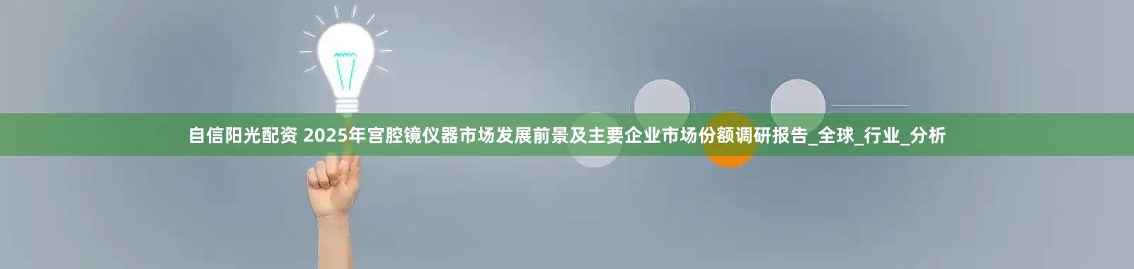 自信阳光配资 2025年宫腔镜仪器市场发展前景及主要企业市场份额调研报告_全球_行业_分析