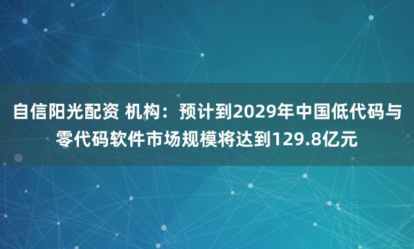 自信阳光配资 机构：预计到2029年中国低代码与零代码软件市场规模将达到129.8亿元