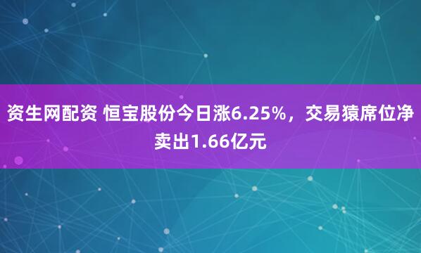 资生网配资 恒宝股份今日涨6.25%，交易猿席位净卖出1.66亿元