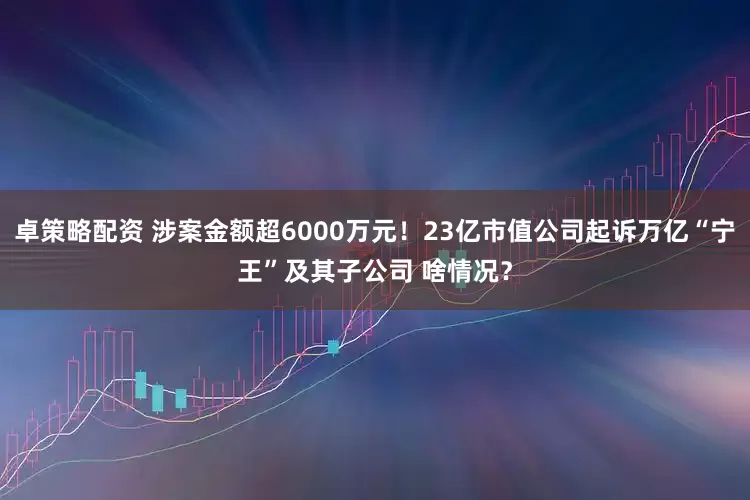 卓策略配资 涉案金额超6000万元！23亿市值公司起诉万亿“宁王”及其子公司 啥情况？